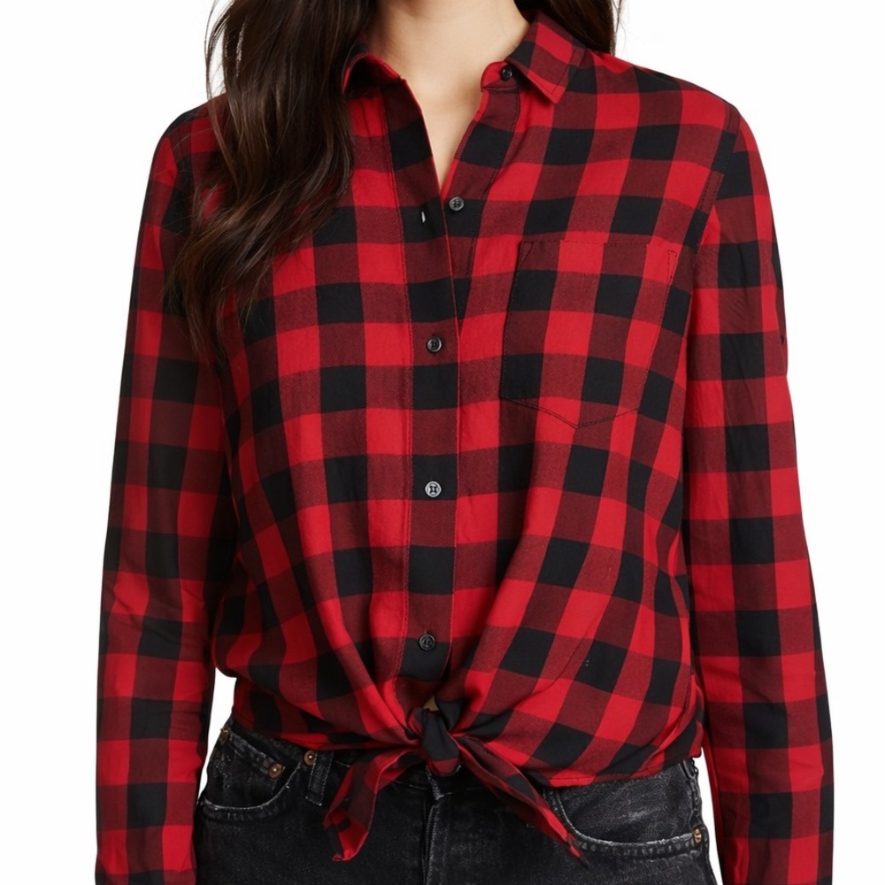 Madewell Buffalo Plaid Tie Front Shirt Small
